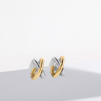 Mixed Metal Circle Earrings – Fashion Gold & Silver Sculptural Hoops