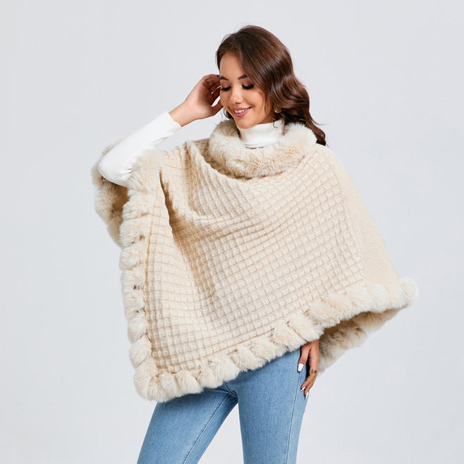 Women’s Faux Rabbit Fur Poncho