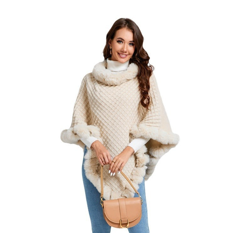 Women’s Faux Rabbit Fur Poncho