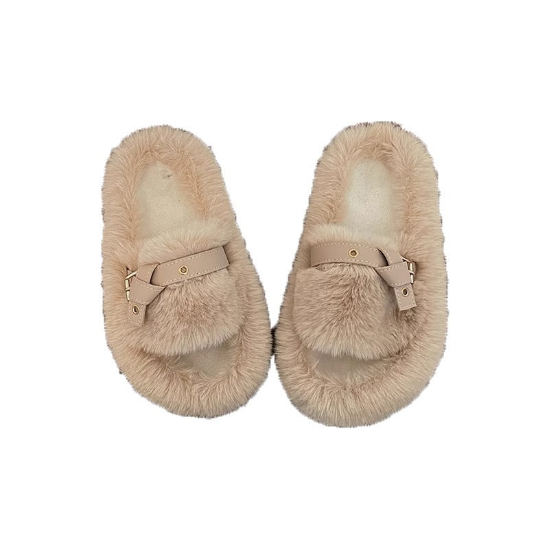 Interior Home Plus Size Thick Bottom Plush Cotton Slippers - Purmina 