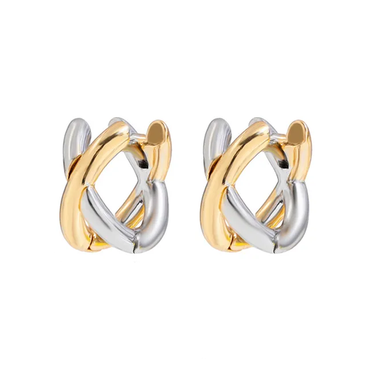 Mixed Metal Circle Earrings – Fashion Gold & Silver Sculptural Hoops