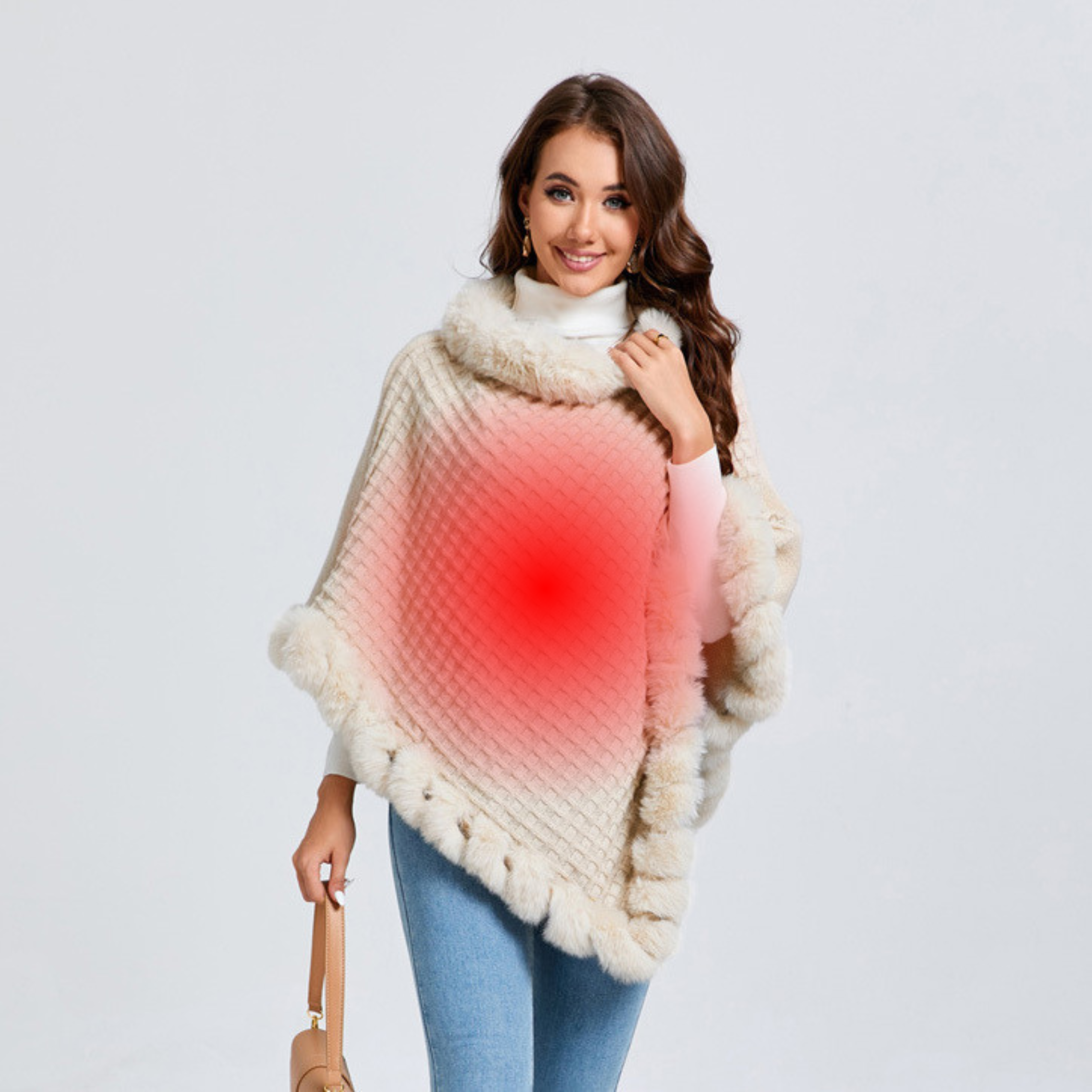 Women’s Faux Rabbit Fur Poncho