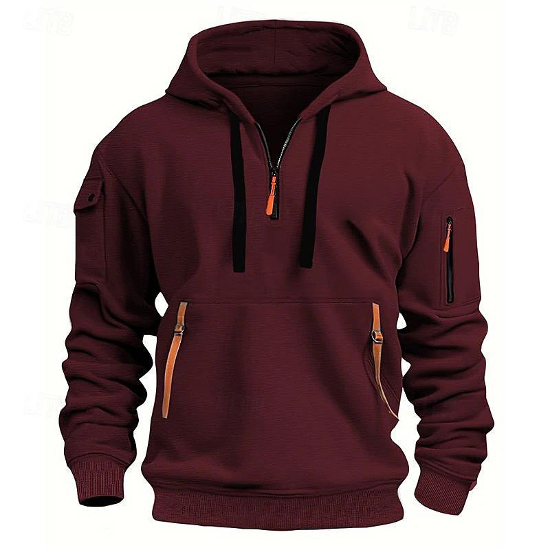 Men's Fleece Quarter-Zip Workout Hoodie