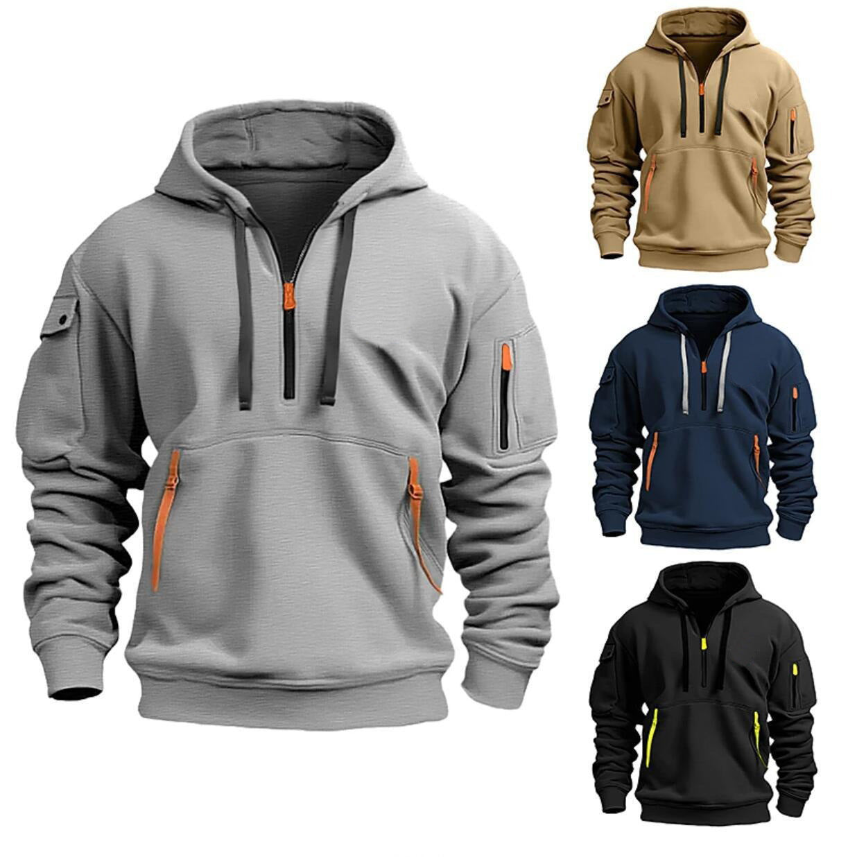 Men's Fleece Quarter-Zip Workout Hoodie