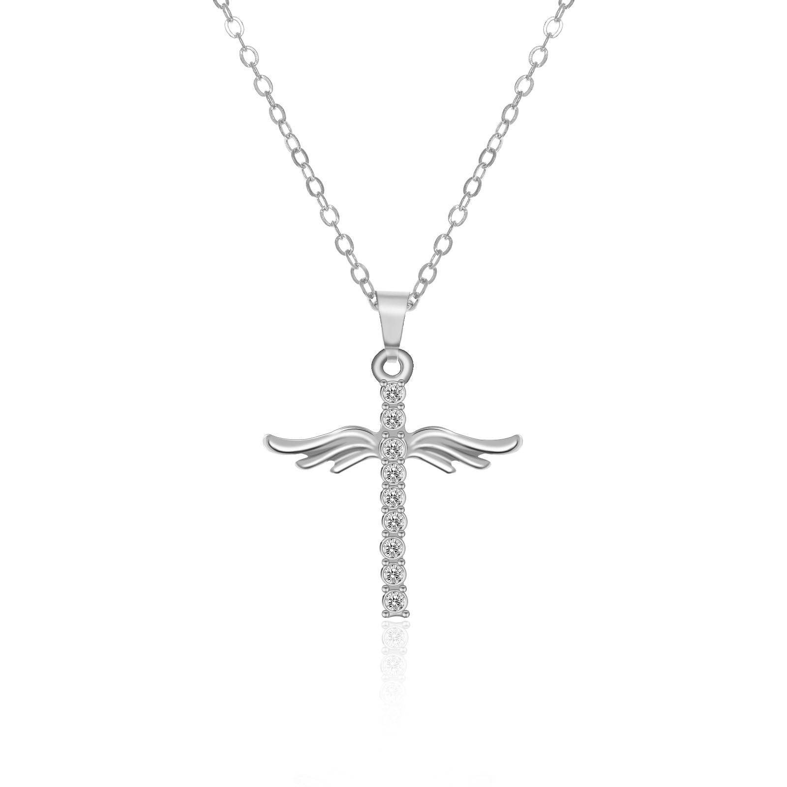 Angel Wings Cross Pendant Necklace - Purmina