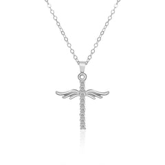 Angel Wings Cross Pendant Necklace - Purmina