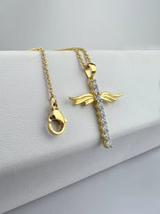 Angel Wings Cross Pendant Necklace - Purmina