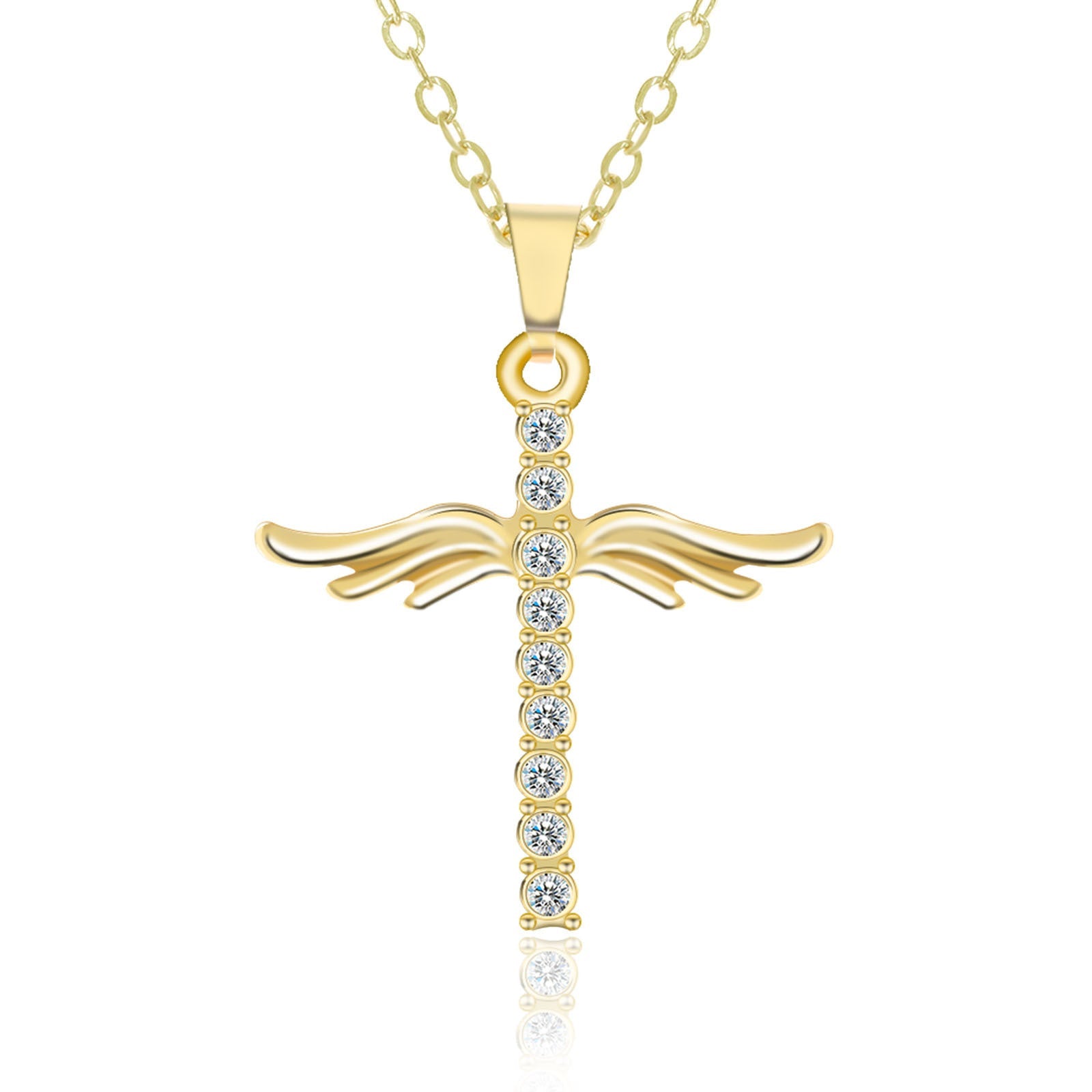 Angel Wings Cross Pendant Necklace - Purmina