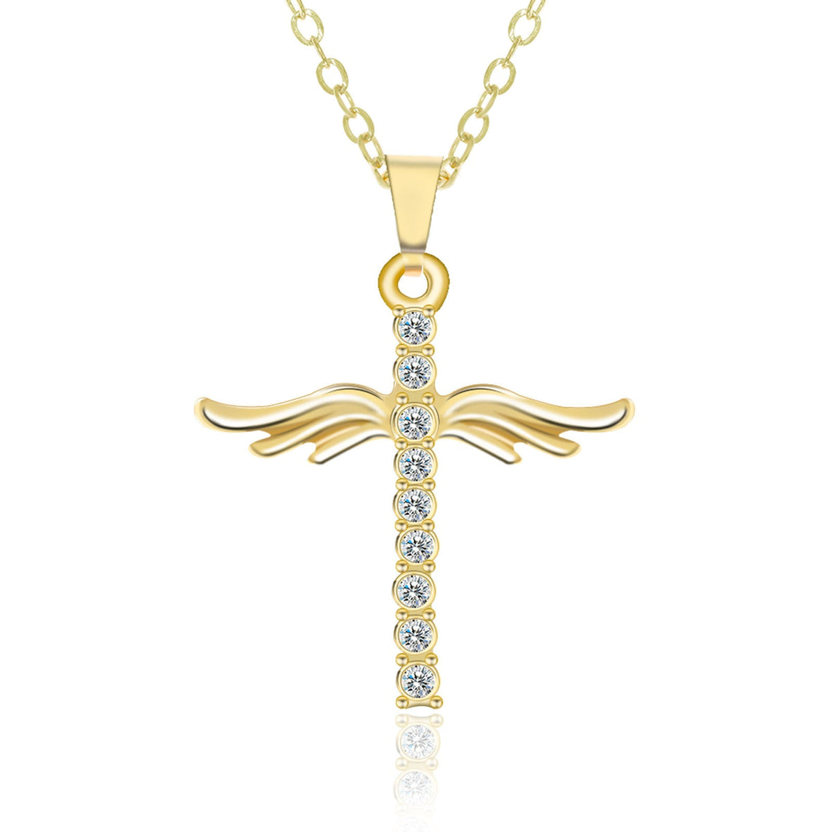 Angel Wings Cross Pendant Necklace - Purmina
