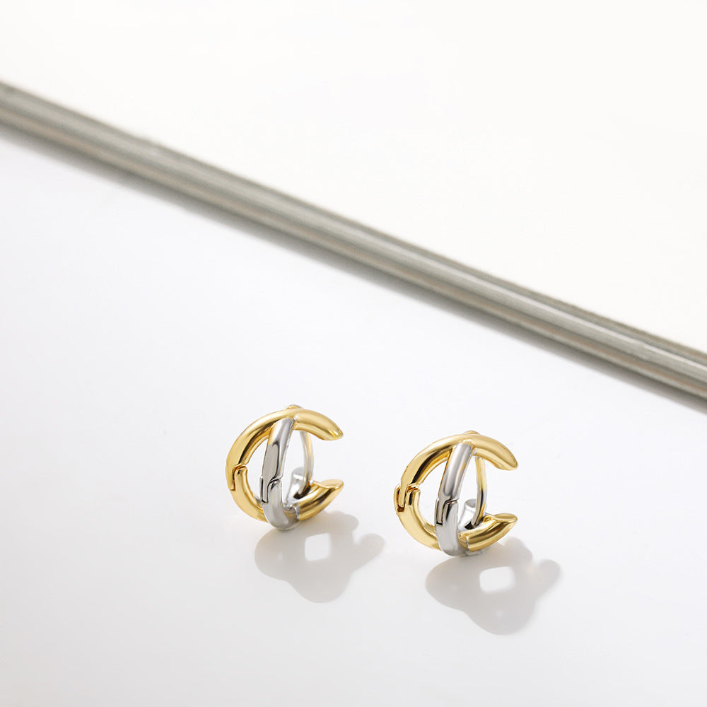 Mixed Metal Circle Earrings – Fashion Gold & Silver Sculptural Hoops