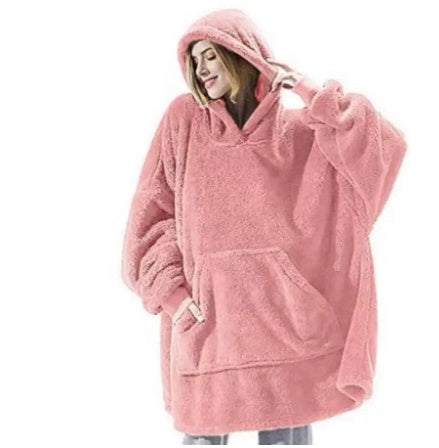 Super Hooded Blanket - Thick Double-Sided Fleece with Large Pockets for Adults