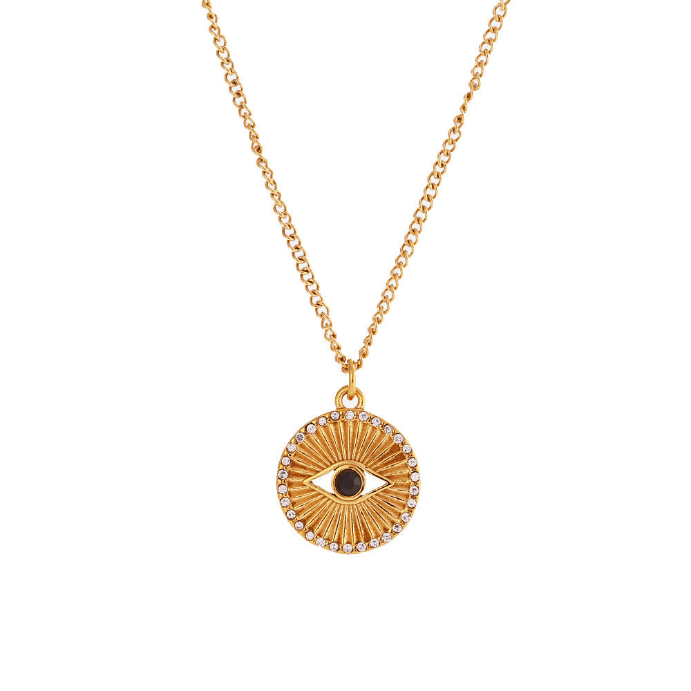 Minimalist Black Eye Zircon Necklace – Stainless Steel Jewelry for Women