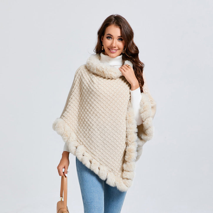 Women’s Faux Rabbit Fur Poncho