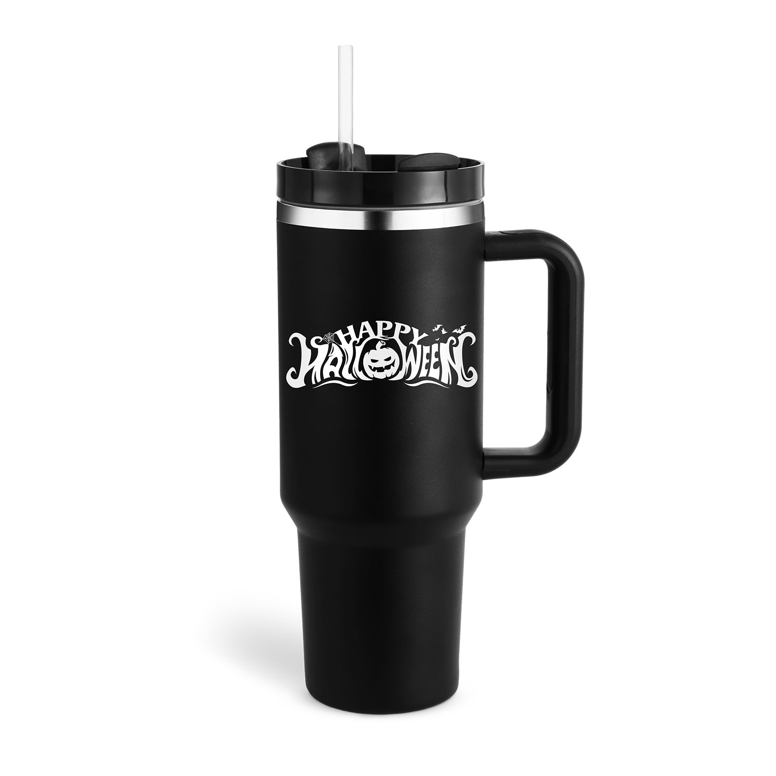 40oz Insulated Tumbler with Handle & Straw Lid – Stainless Steel Travel Mug