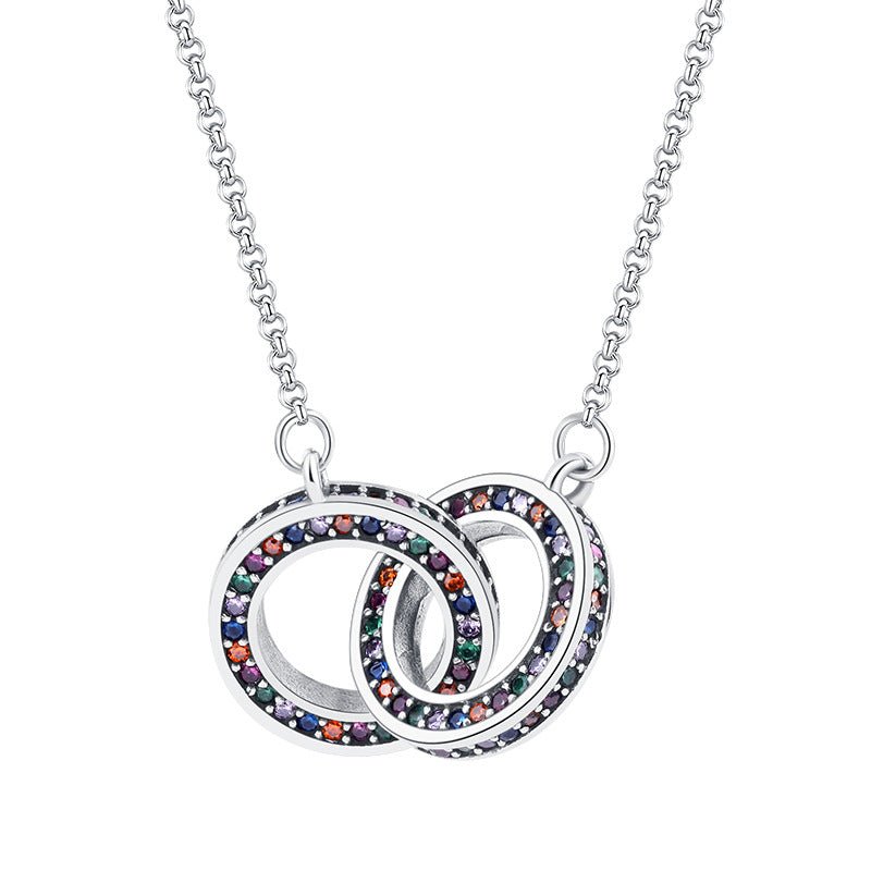 Chain Necklace Female Clavicle Chain Small Luxury S925 Sterling Silver Double Ring Jewelry - Purmina