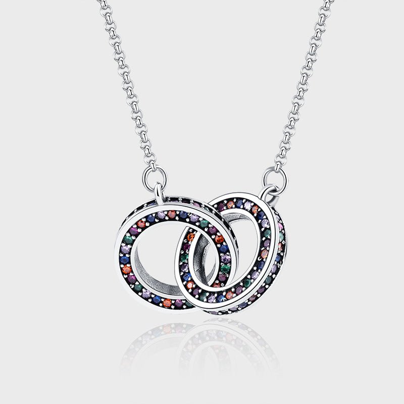 Chain Necklace Female Clavicle Chain Small Luxury S925 Sterling Silver Double Ring Jewelry - Purmina