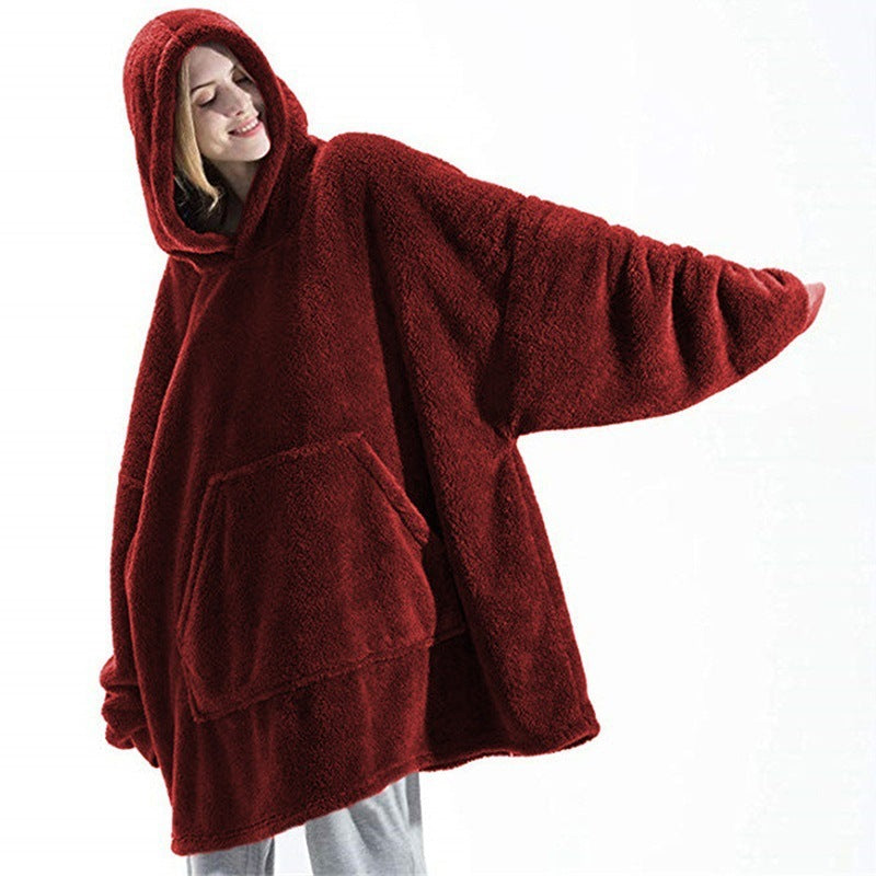 Super Hooded Blanket - Thick Double-Sided Fleece with Large Pockets for Adults