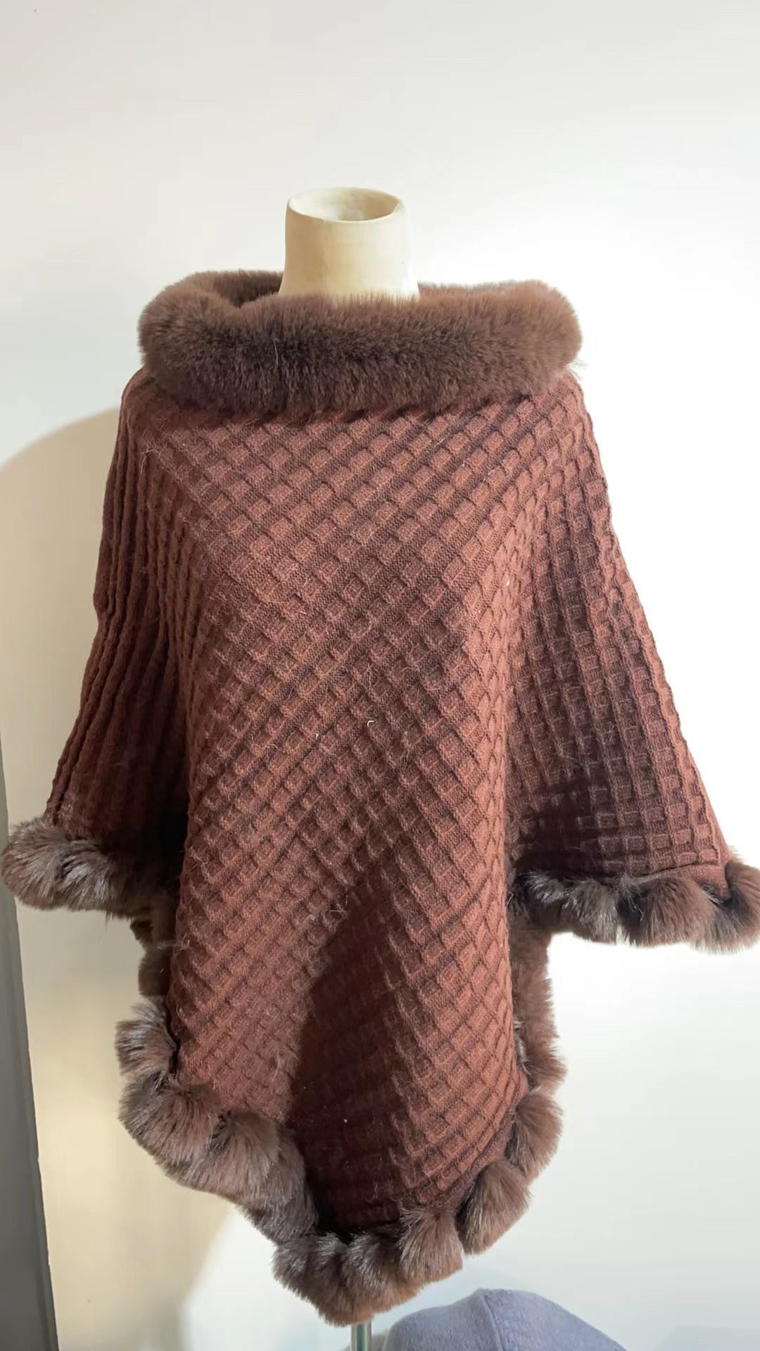 Women’s Faux Rabbit Fur Poncho