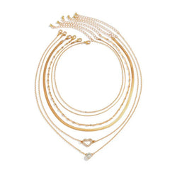 Layered Gold Necklace with Heart & Crystal Pendants - Purmina