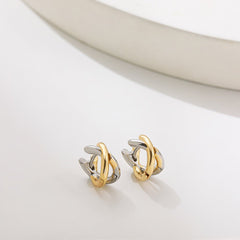 Mixed Metal Circle Earrings – Fashion Gold & Silver Sculptural Hoops - Purmina