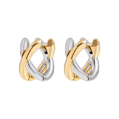 Mixed Metal Circle Earrings – Fashion Gold & Silver Sculptural Hoops - Purmina