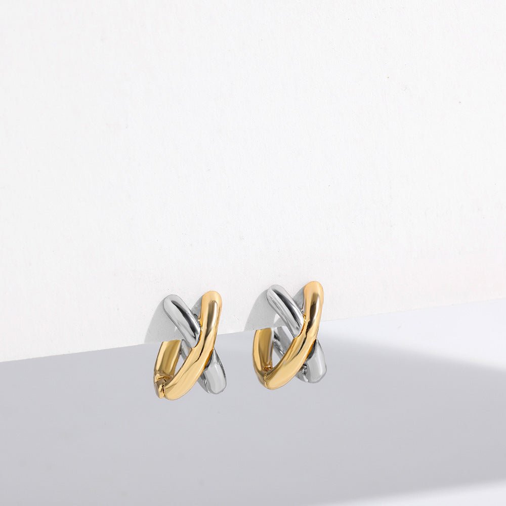 Mixed Metal Circle Earrings – Fashion Gold & Silver Sculptural Hoops - Purmina