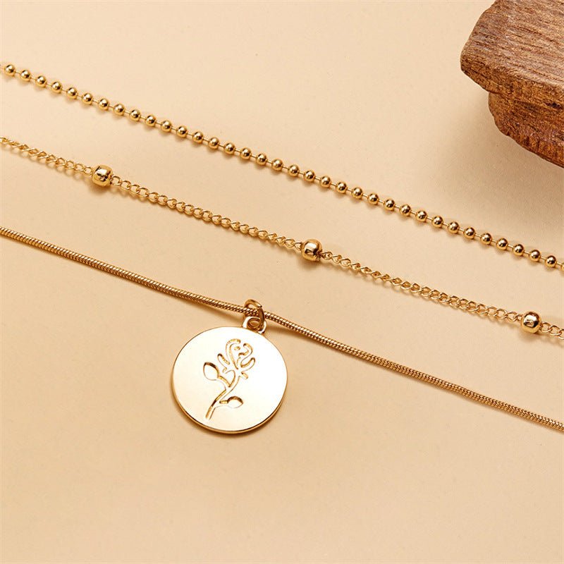 Multi Layered Rose Gold Necklace - Purmina